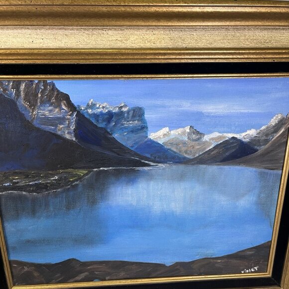 VTG 1971 Acrylic Painting Mid Century St Mary’s Lake Signed Framed Landscape - Picture 7 of 11